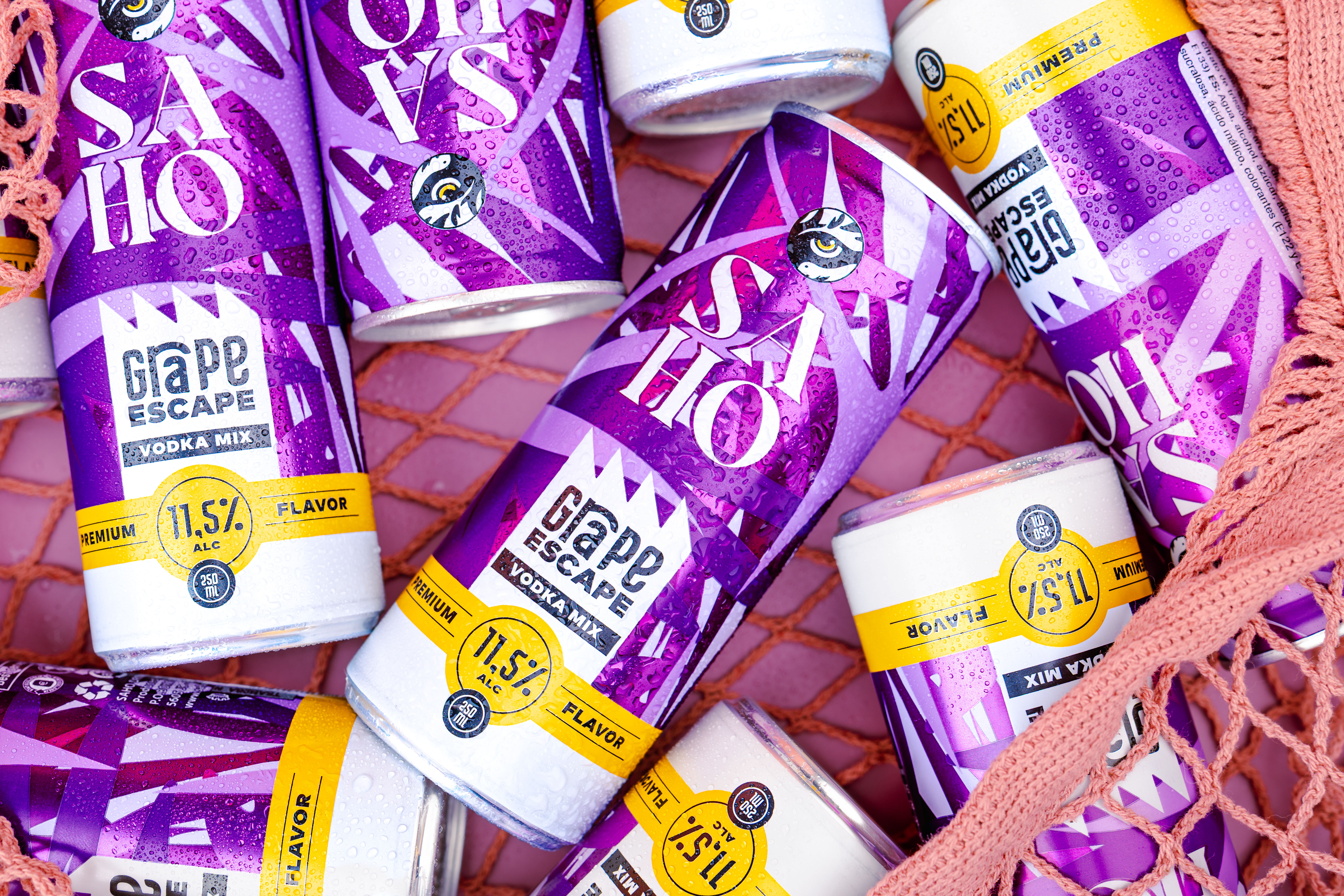 SaHo Grape Escape Vodka Mix Drink 250ml Dose – Premium Vodka-Energy mit Traubengeschmack, 11,5% Alkohol