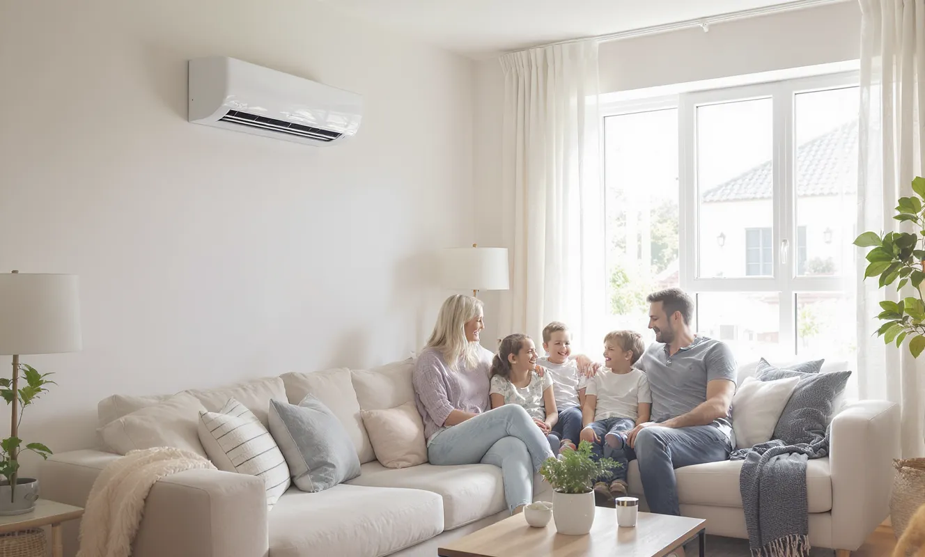 Homeowner reviewing HVAC financing options and monthly payment plans at a kitchen table, choosing an energy-efficient system that fits their budget.