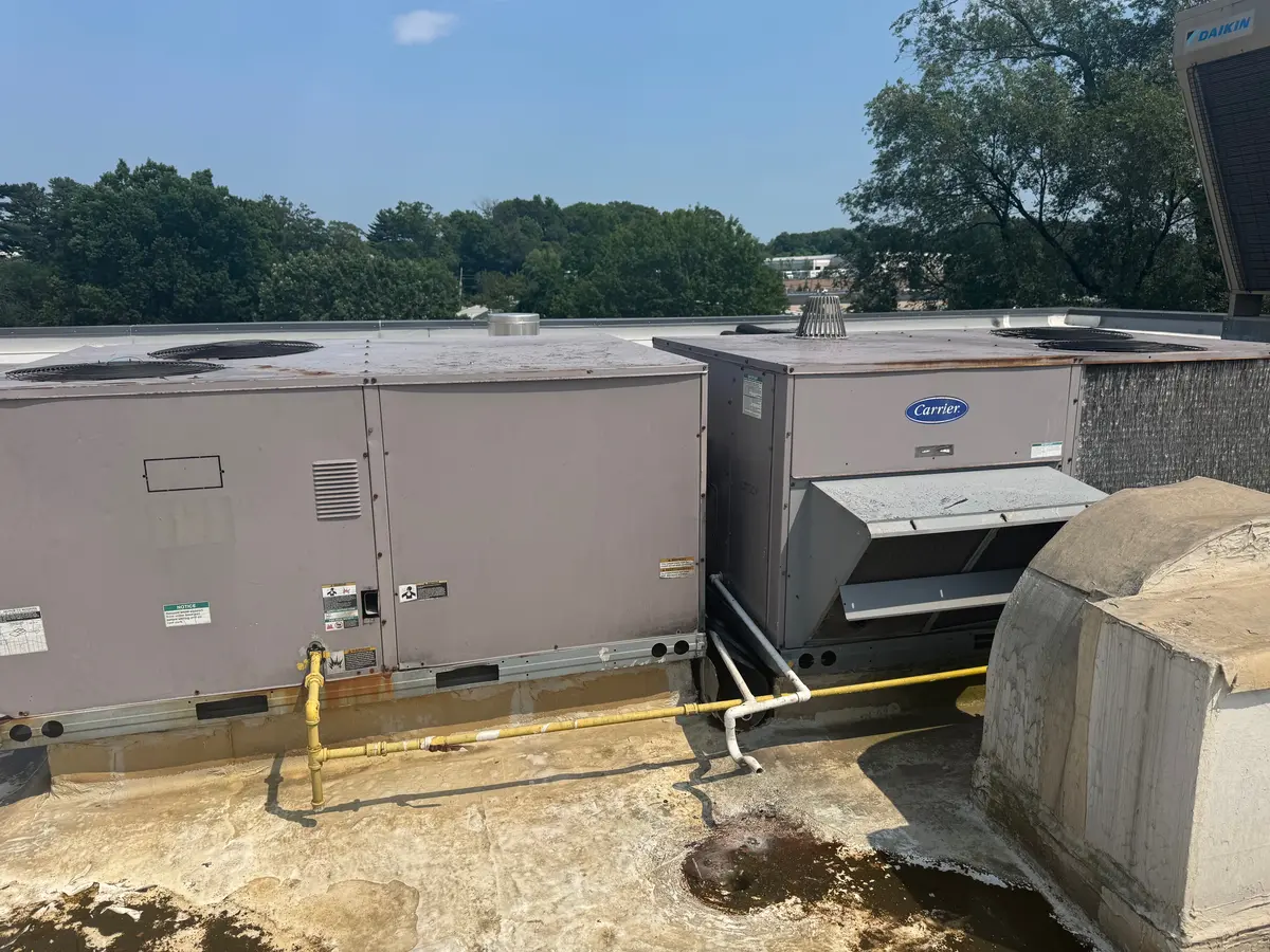 Existing rooftop HVAC equipment documented before replacement in Yonkers, NY