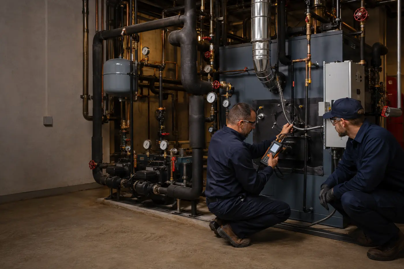 Boiler equipment illustrating professional heating-system maintenance