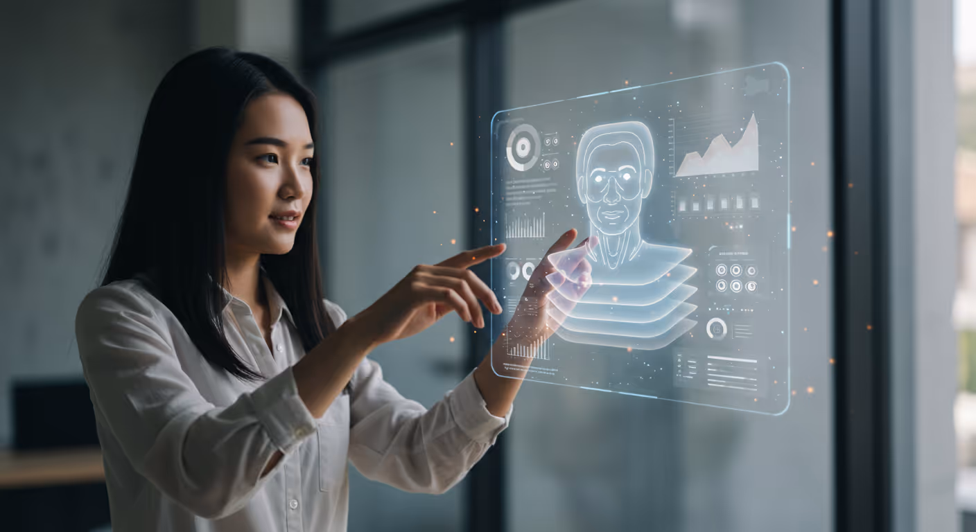 A woman operating AI