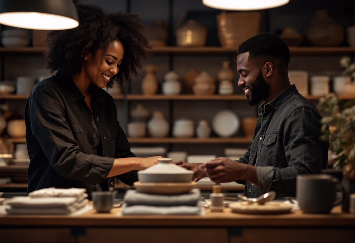 image of store helping customers in a home goods store