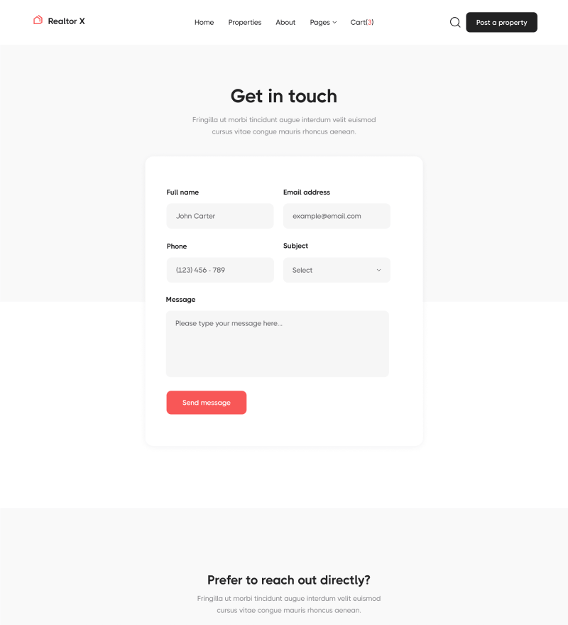 Contact V3 - Realtor X Webflow Template