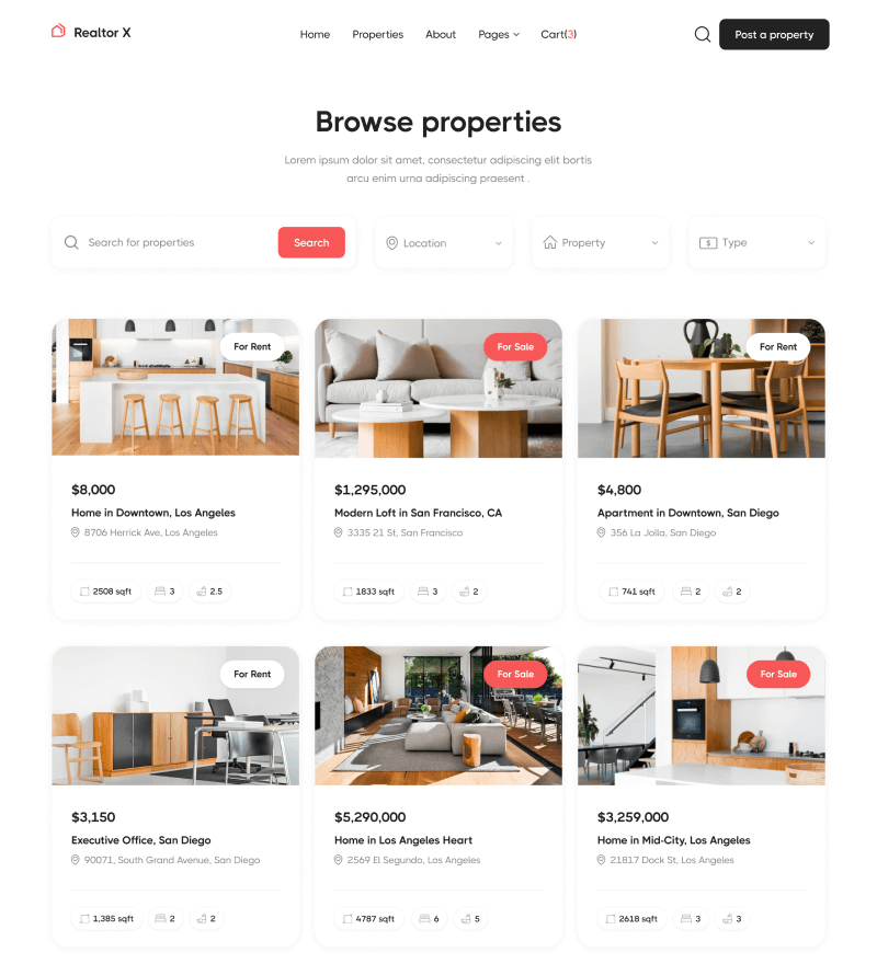 Properties - Realtor X Webflow Template