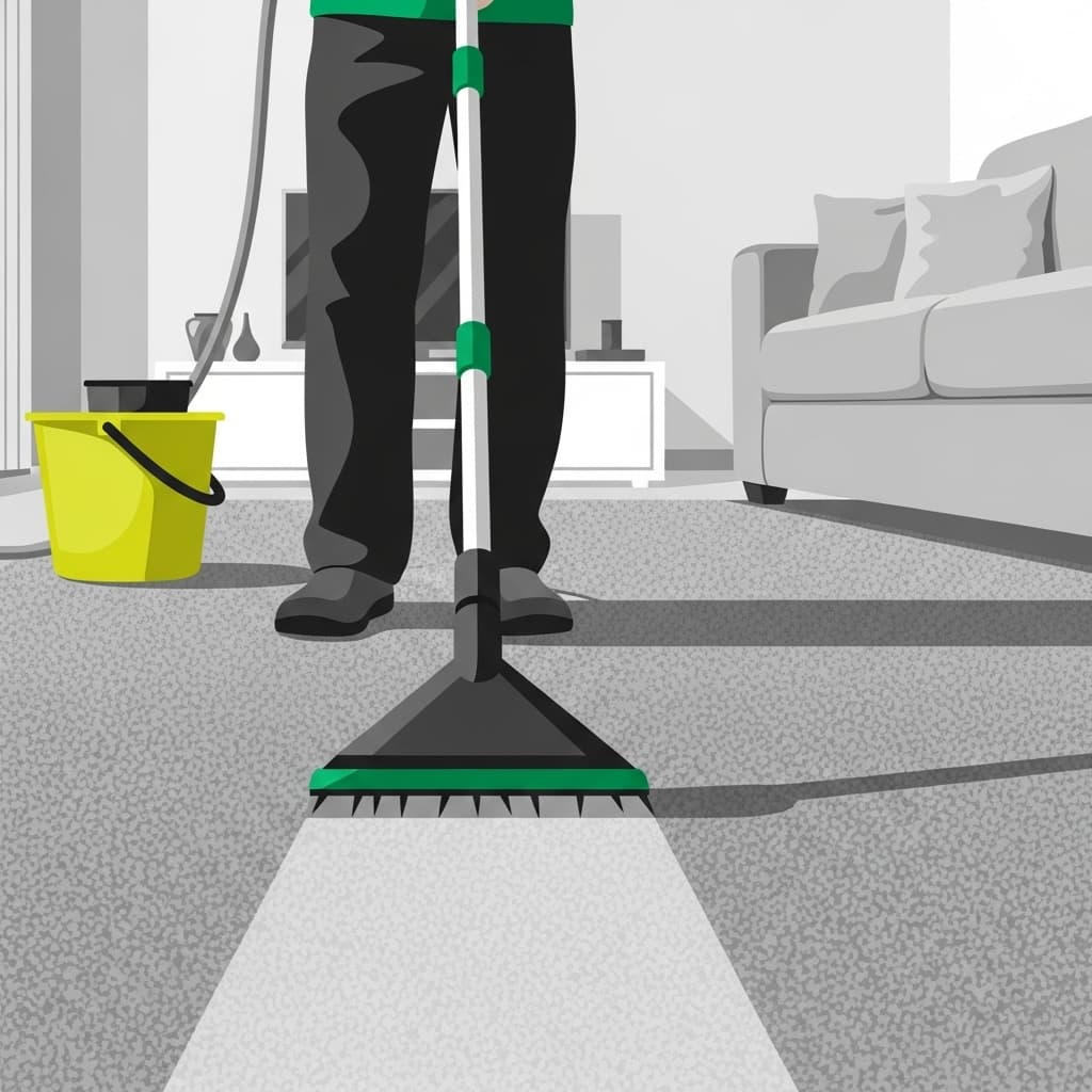 professional carpet cleaning in progress using hot water extraction