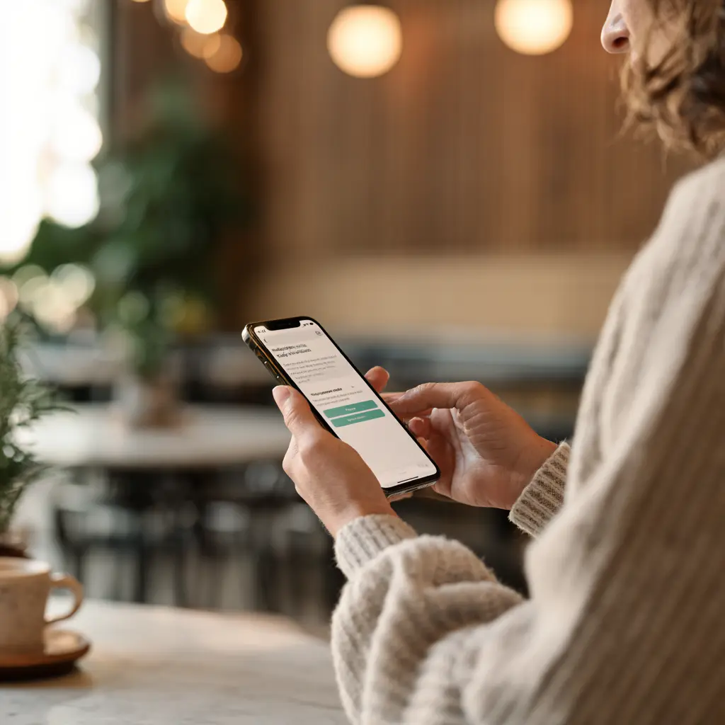 Customer managing a subscription on a phone with self-serve pause and cancel options.