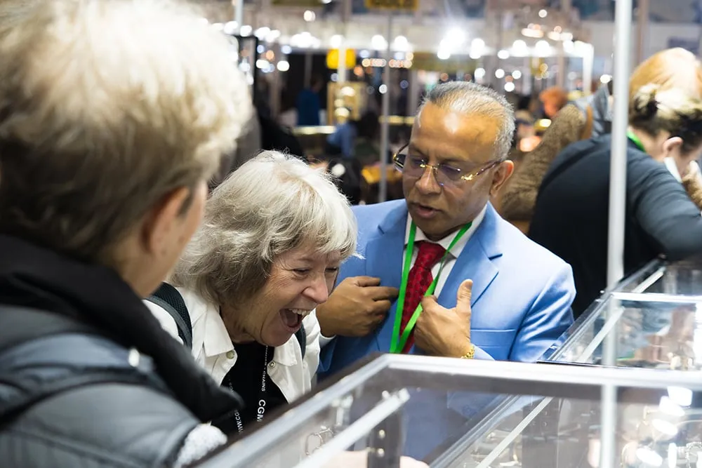 Attendees networking and socializing at Tucson Gem Show