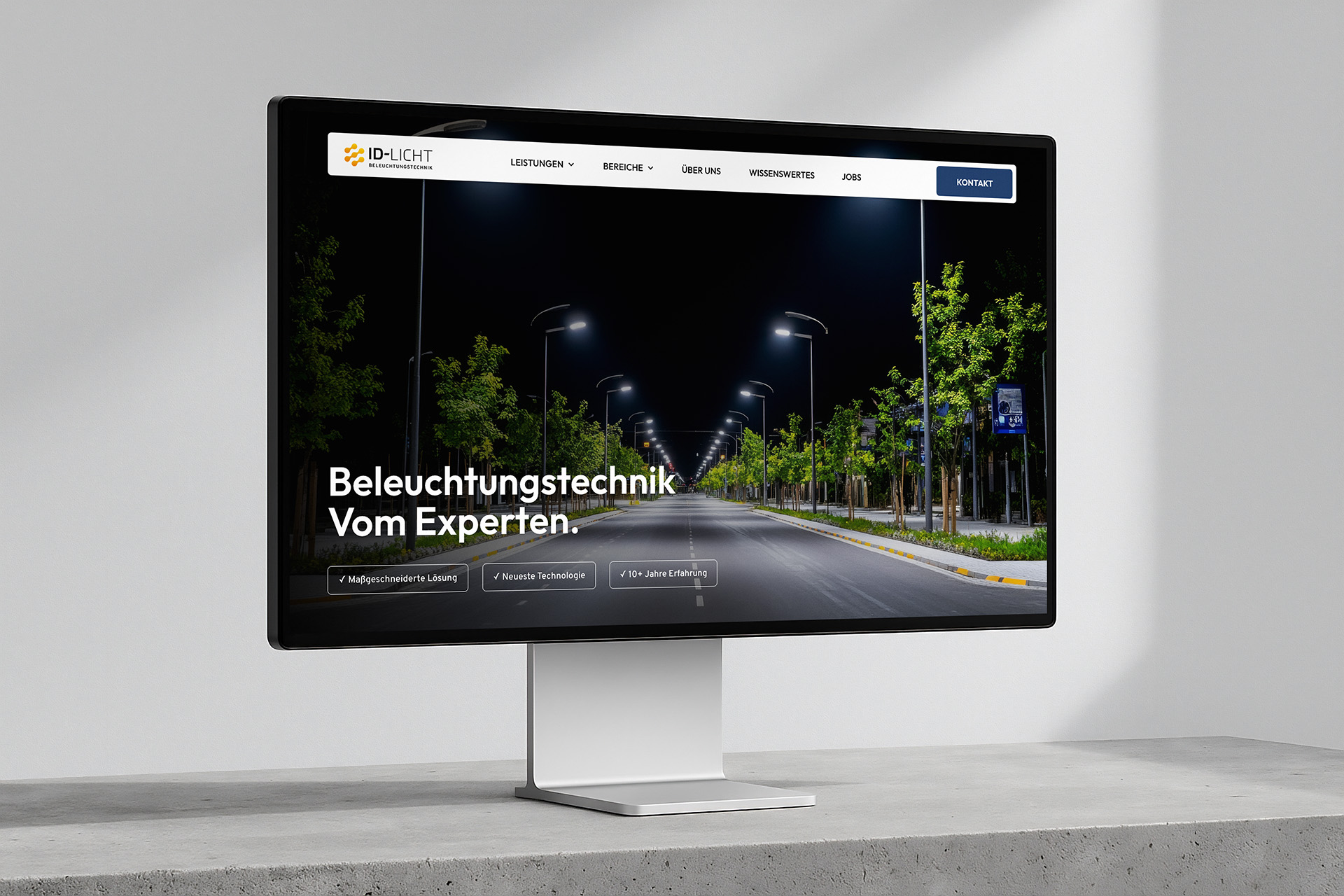 Website-Mockup vom ID-Licht Relaunch