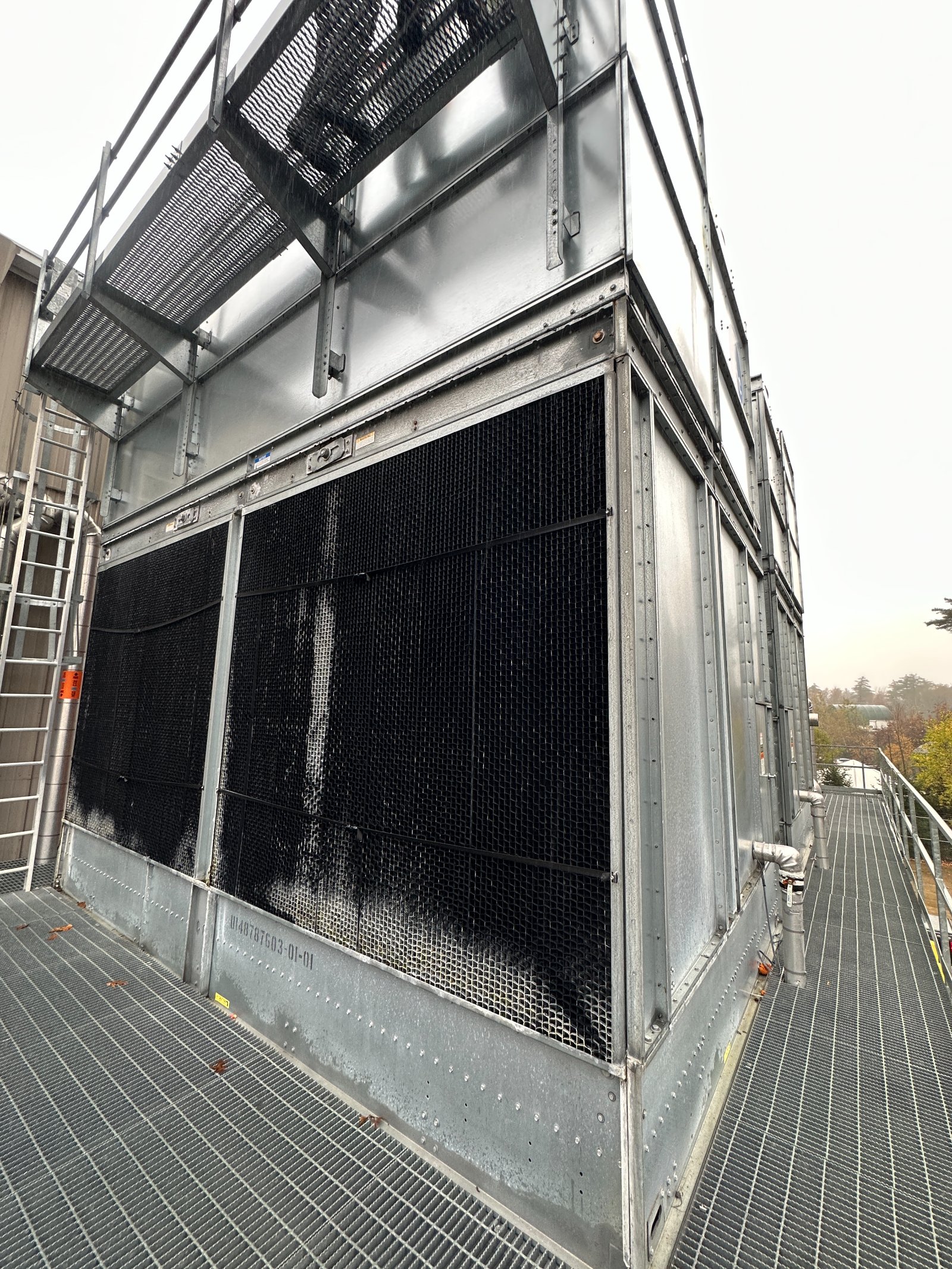 Evaporative condenser installed as part of a custom commercial HVAC design