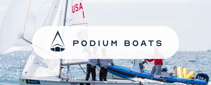 Image of podium boats logo and feature