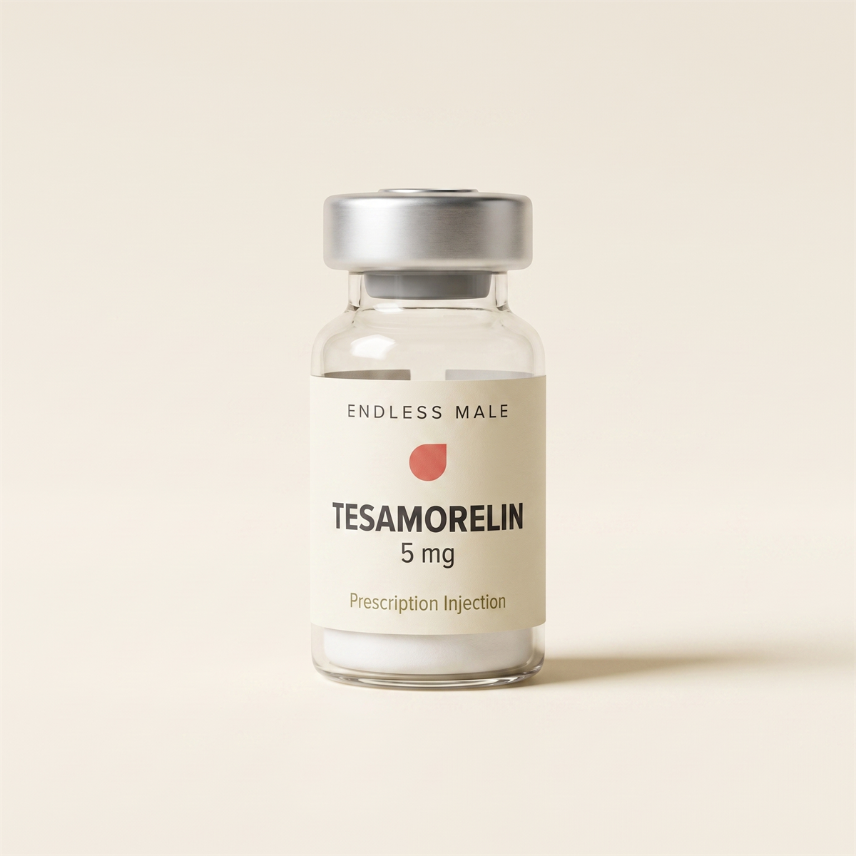 Illustrative product render — Tesamorelin vial