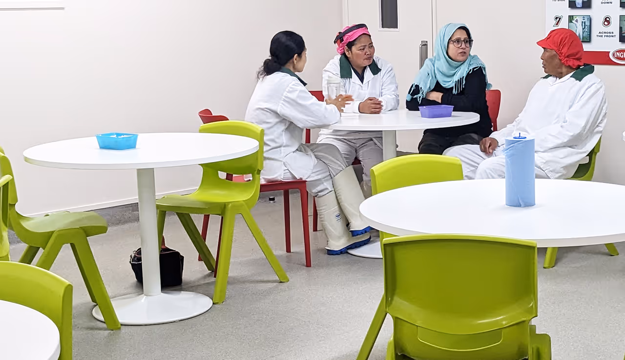 Adult literacy learners in their lunchroom