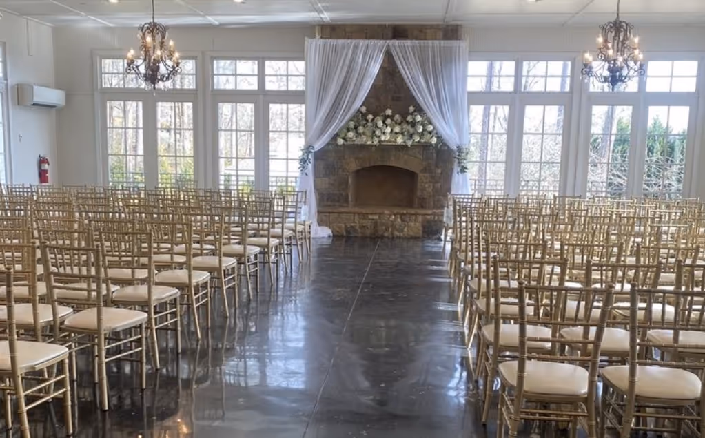 Little River Farms elegant GA venue with indoor/outdoor spaces, catered by Exquisite Delites.