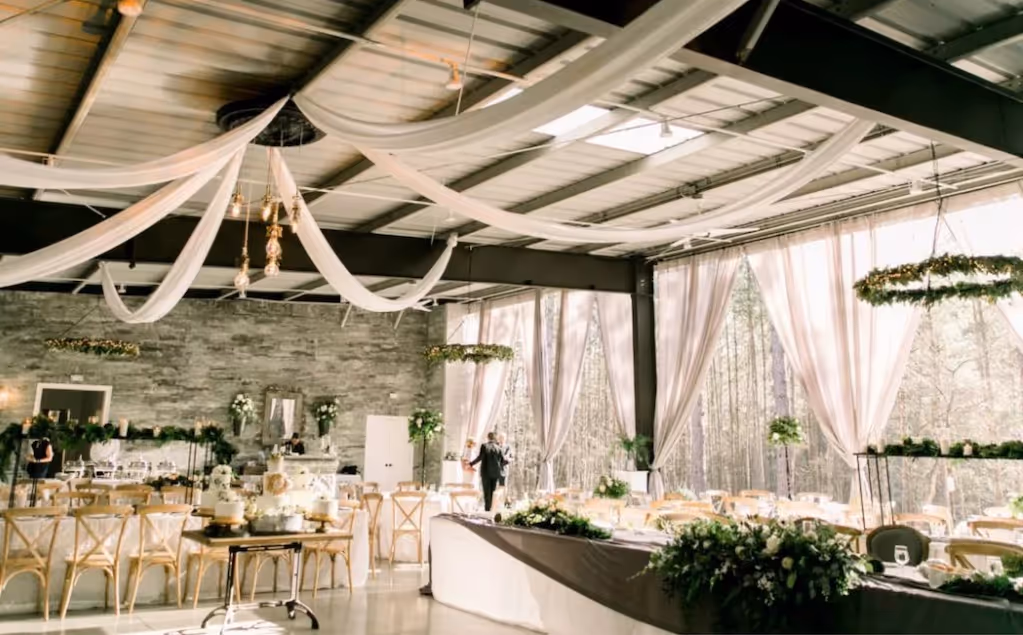 The Butterfly Pavilion—romantic indoor–outdoor venue with Exquisite Delites catering.