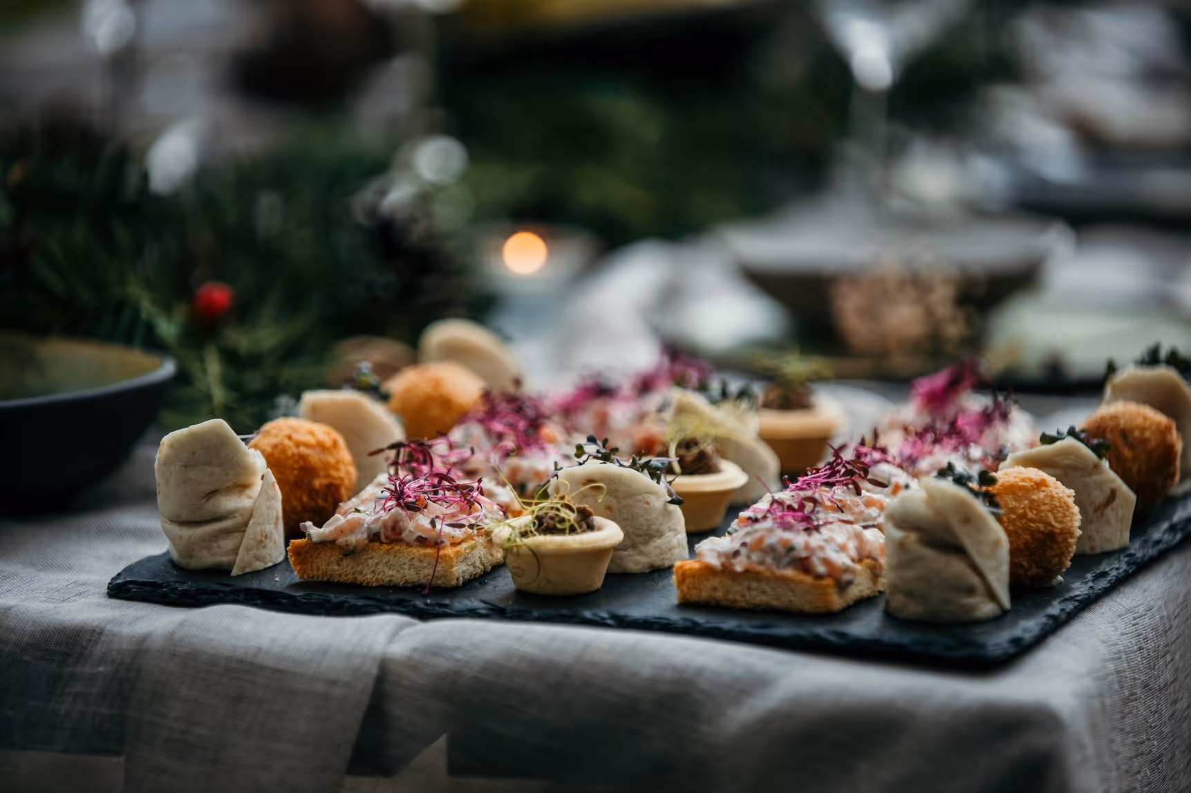 Gourmet finger foods and appetizers by Exquisite Delites for TV and film set catering, Atlanta.
