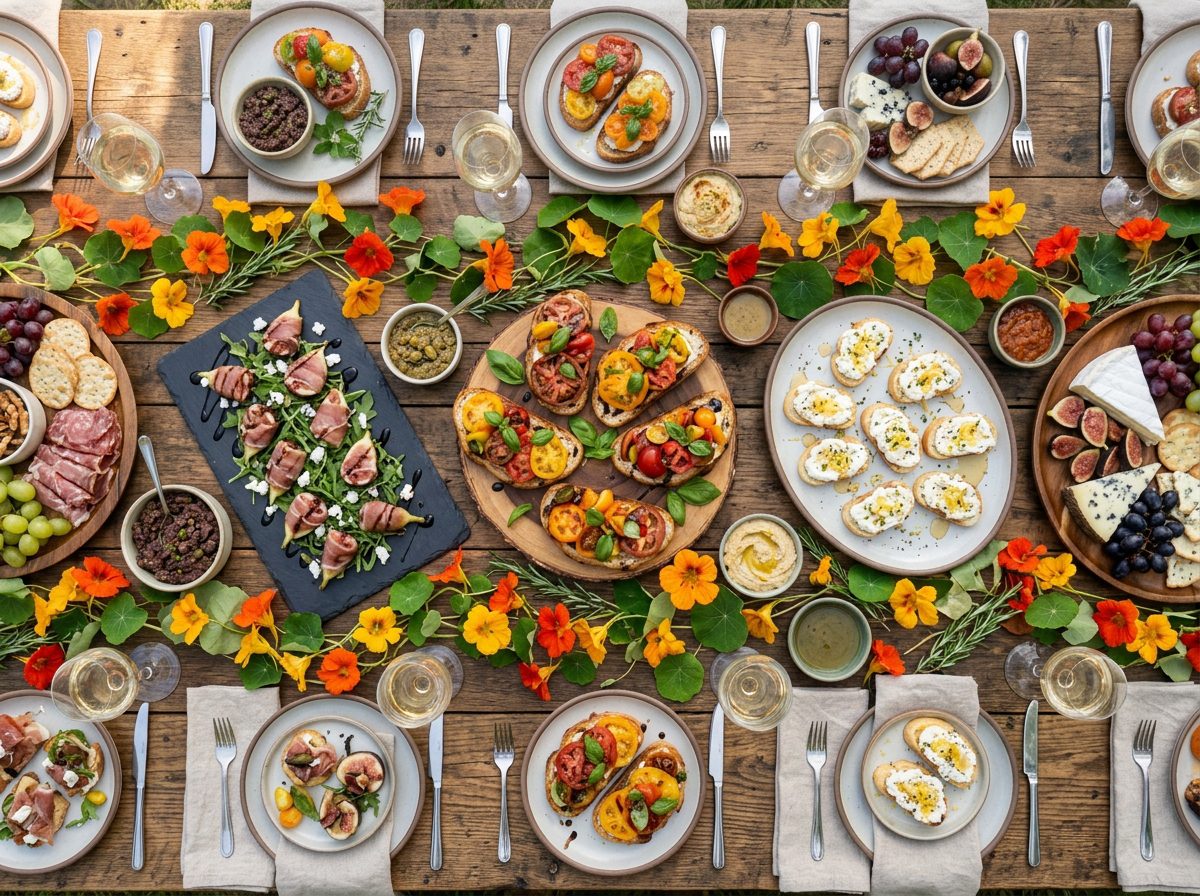 Seasonal appetizer display for Atlanta wedding catering menu planning