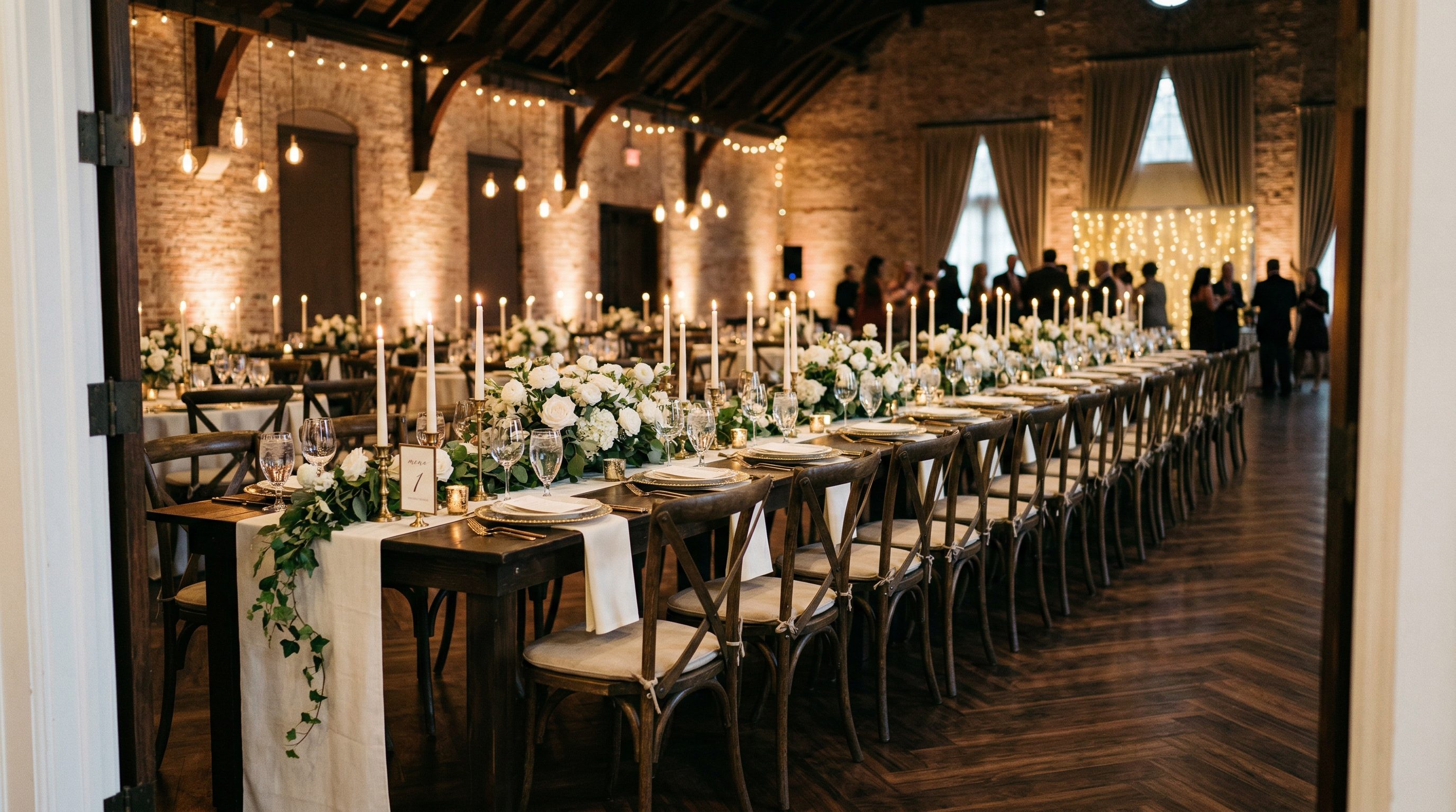 Atlanta wedding catering with elegant plated dinner at a candlelit reception