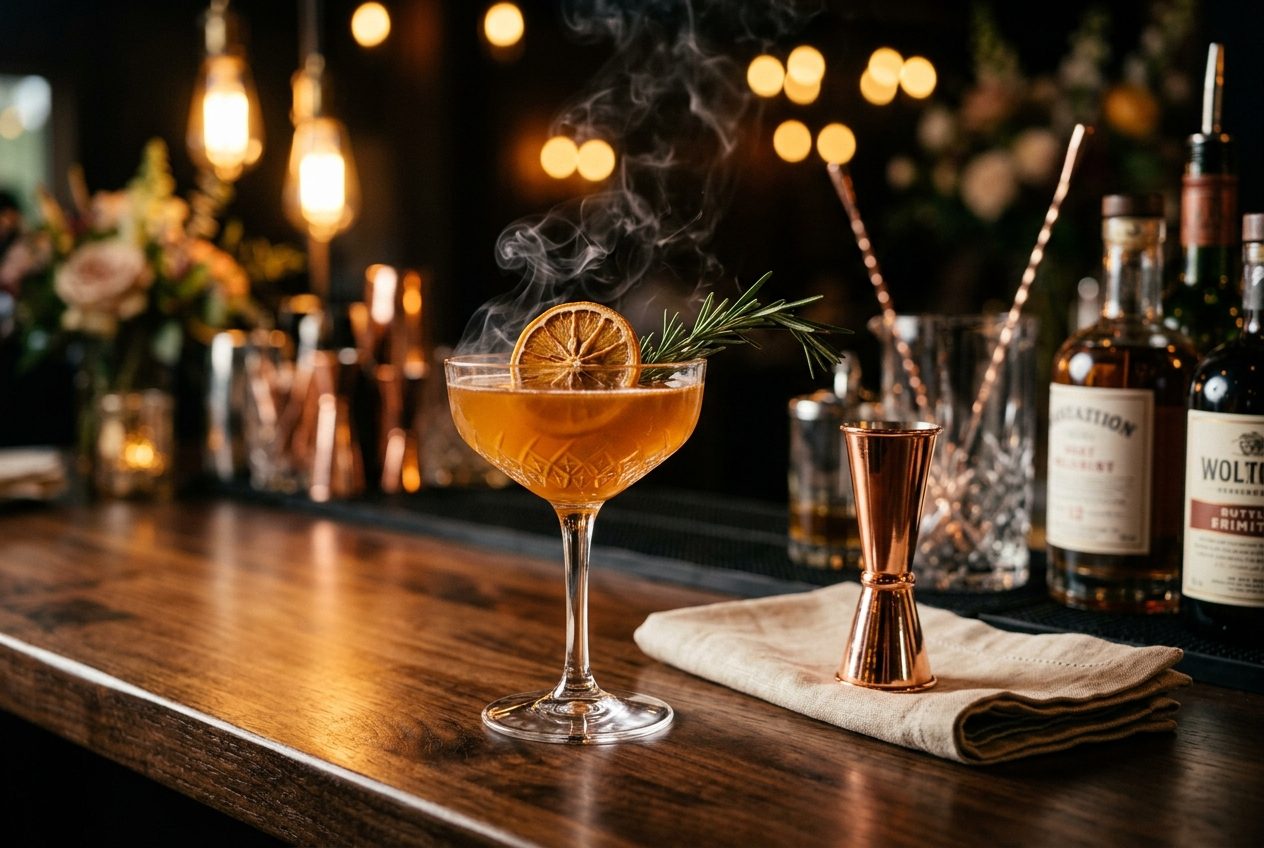 Cocktail hour drinks at an Atlanta wedding reception