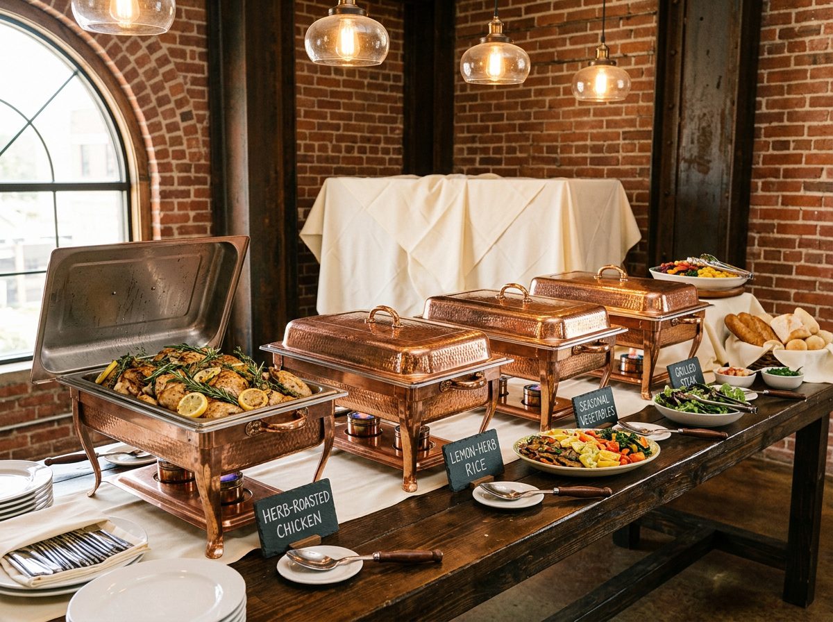 Catering cost in Atlanta with a full buffet spread and multiple dish options