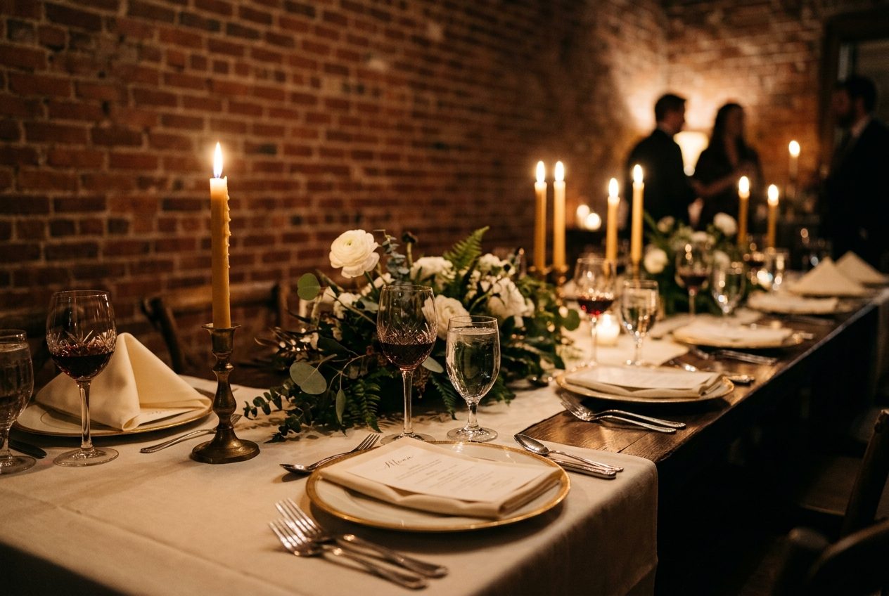 Small intimate event venue in Atlanta with private dining table for twelve