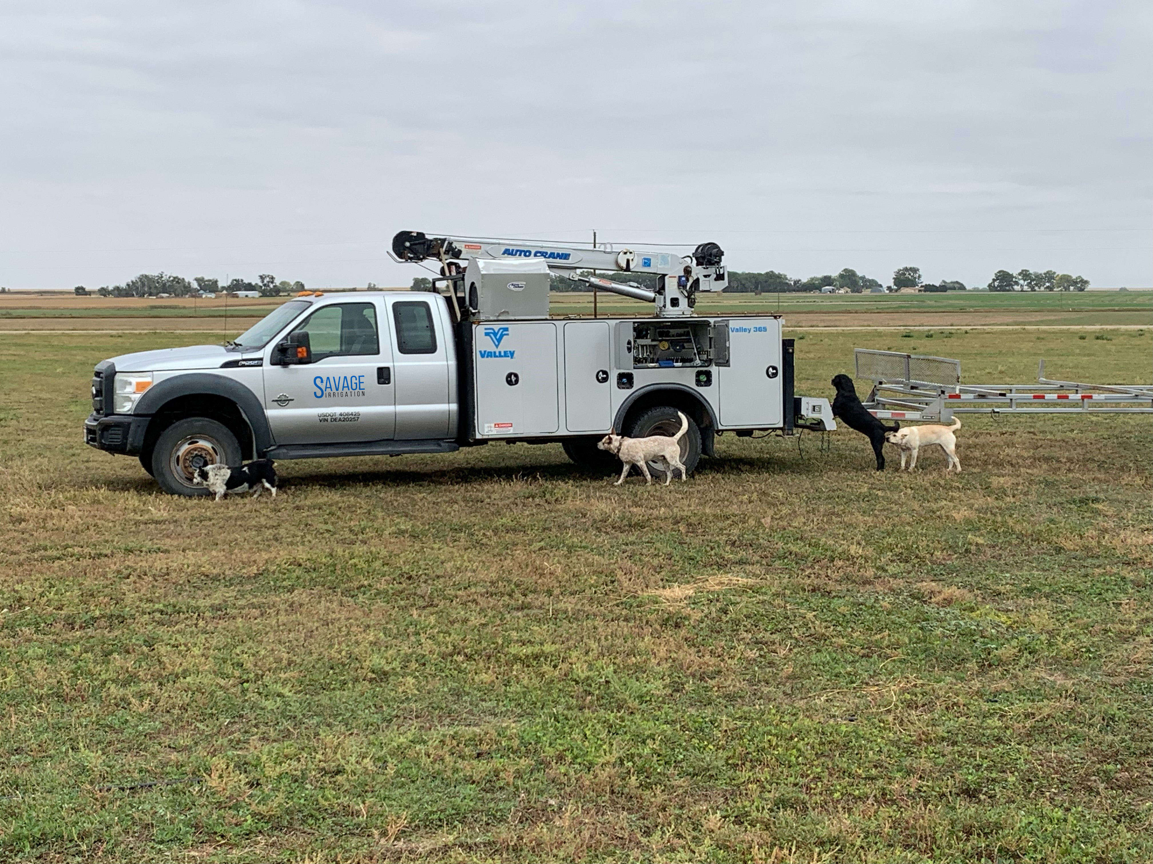 Savage Irrigation Service Truck in field.