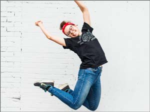 A girl jumping for joy