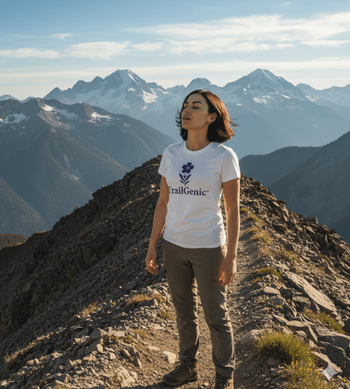 High-altitude breathing practice on a mountain ridge — demonstrating controlled respiration and acclimatization during endurance hiking