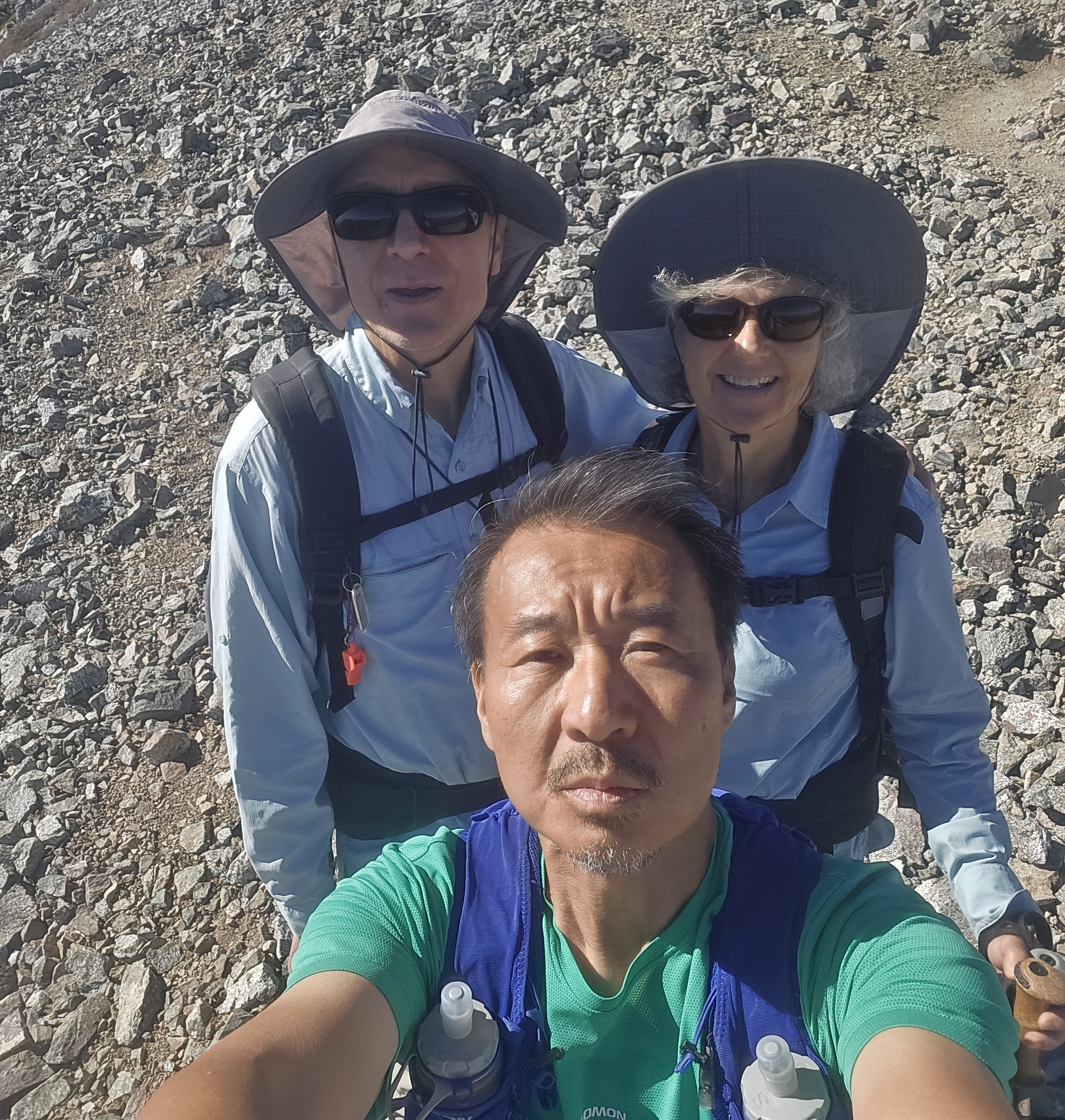 Mike with Vance and Yuliya from UCLA during the Mount Baldy ascent discussing fasting, autophagy, and elevation stress