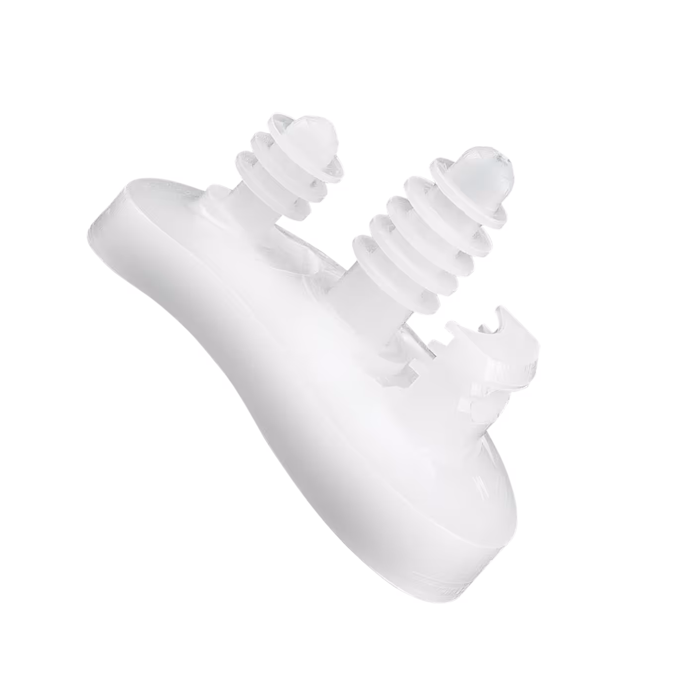 White plastic glenoid implant.