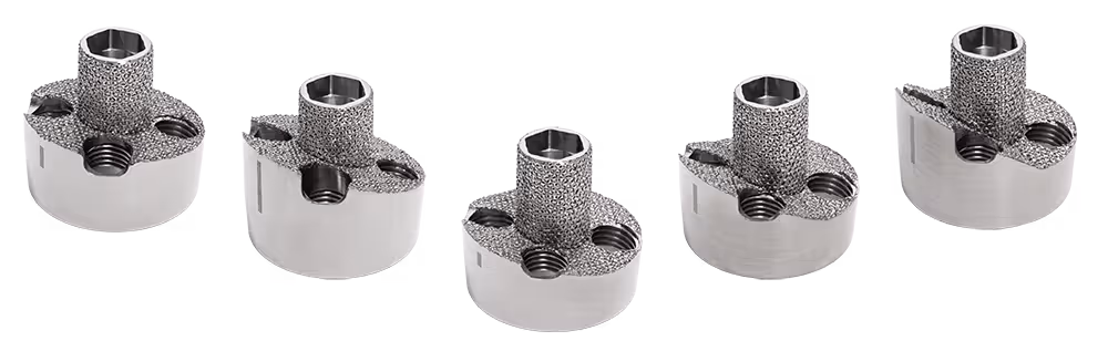 Three metal full-wedge augmented baseplate implants.
