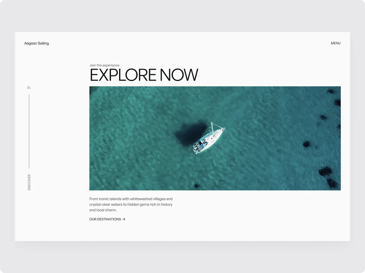 Screenshot of a yacht rental website