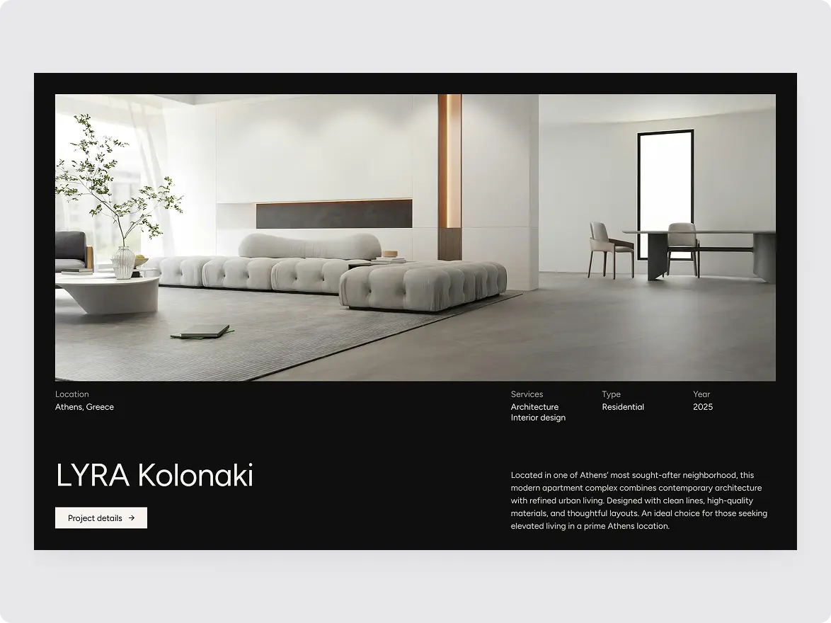 Screenshot of an architect website