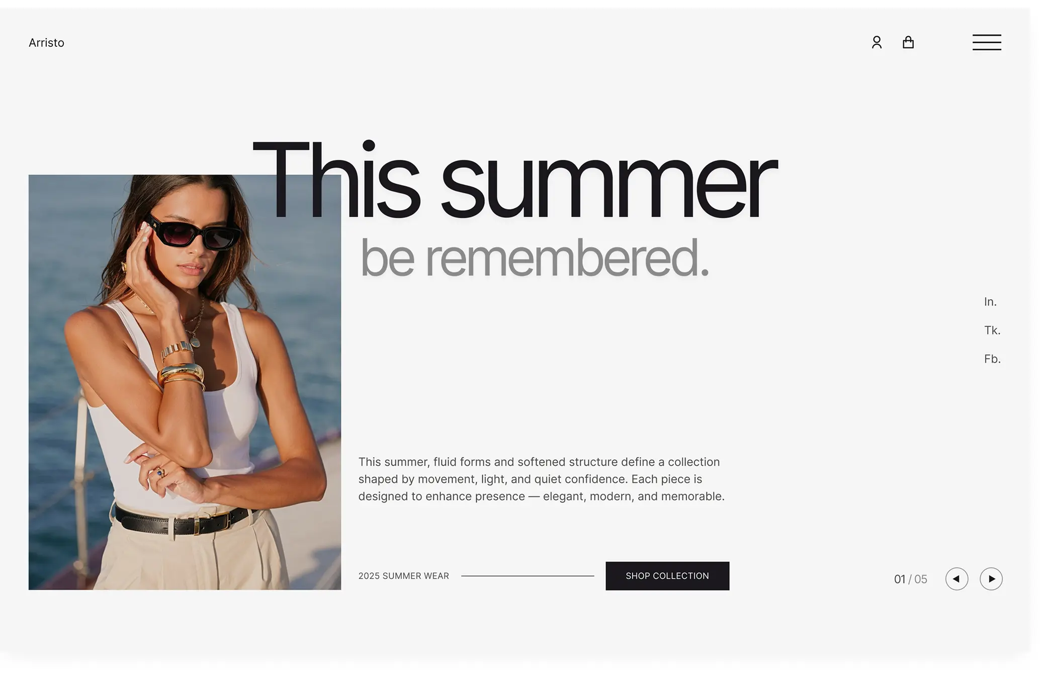 Screenshot of a high-end fashion e-commerce website