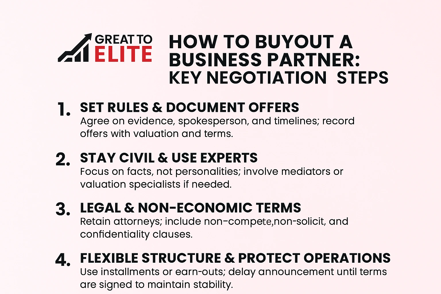 key negotiation steps when buying out a business partner