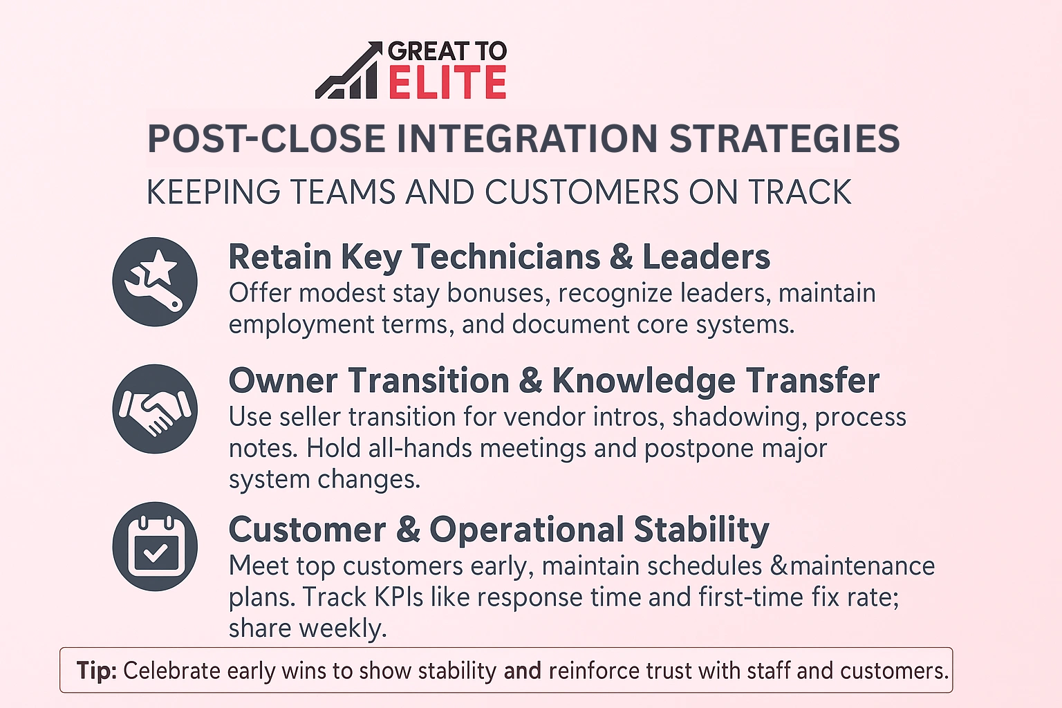 post close integration strategies after buying a hvac business