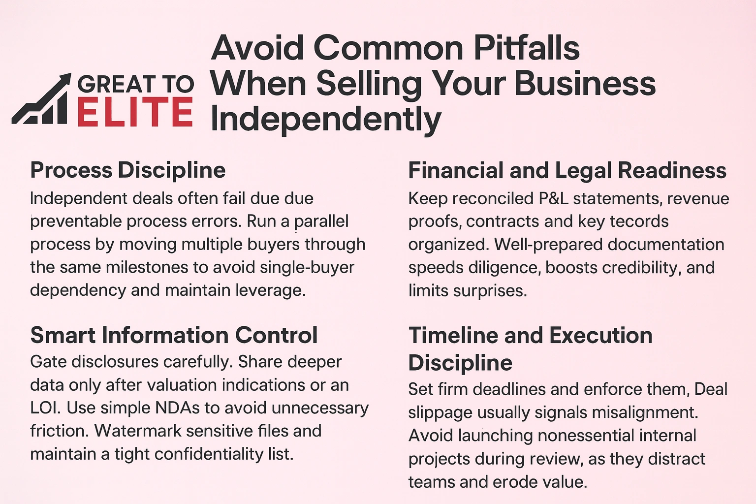 what are the common pitfalls that you need to avoid when selling our business without a broker