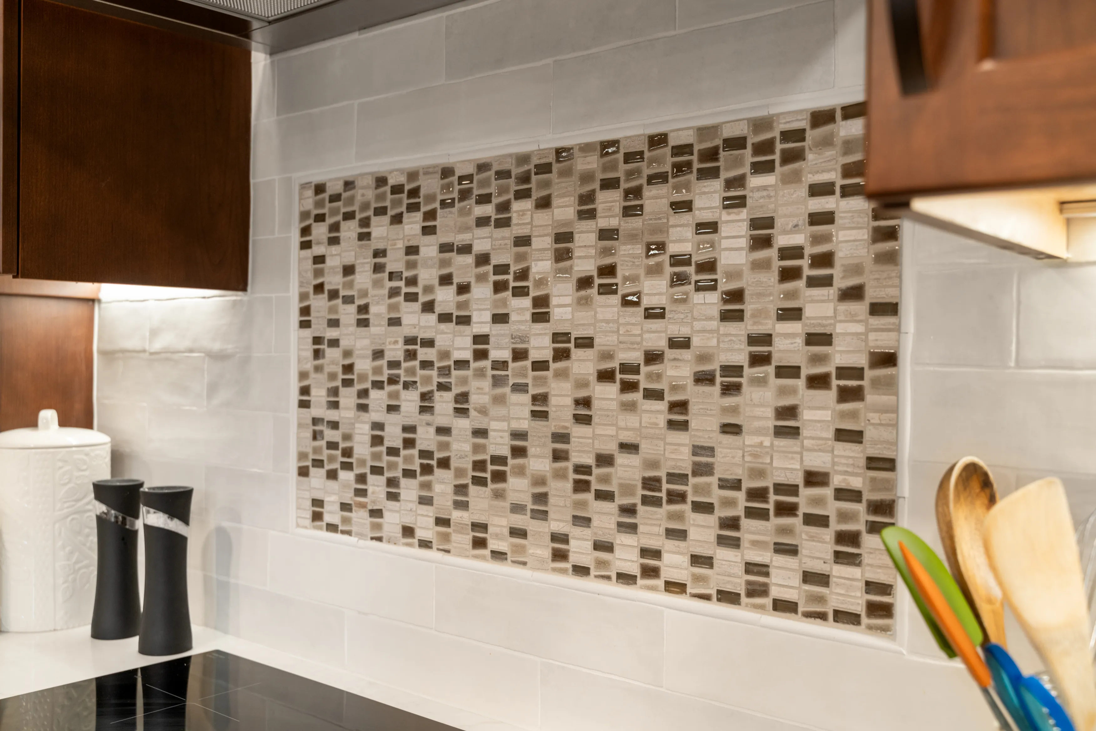 Bellevue home fireplace after remodel with clean lines and contemporary finish