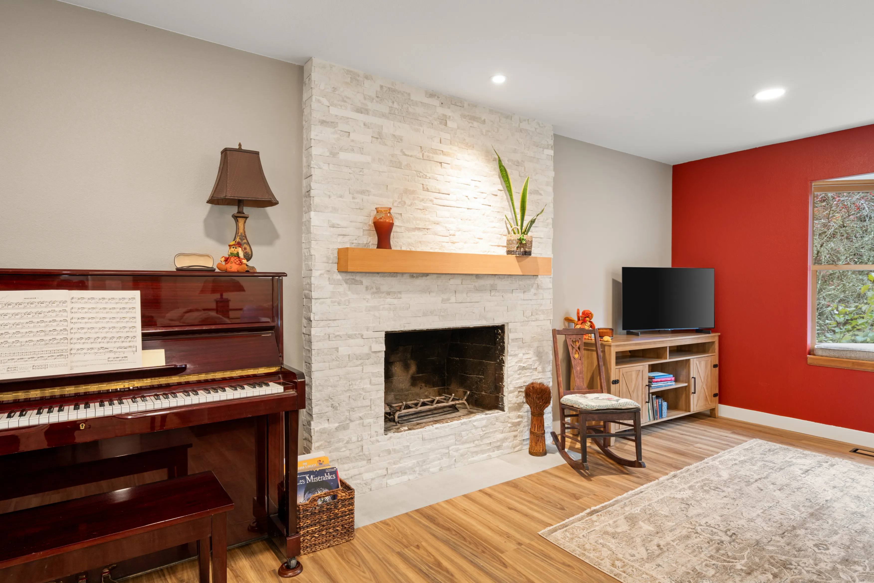 Open-concept kitchen and dining after remodel