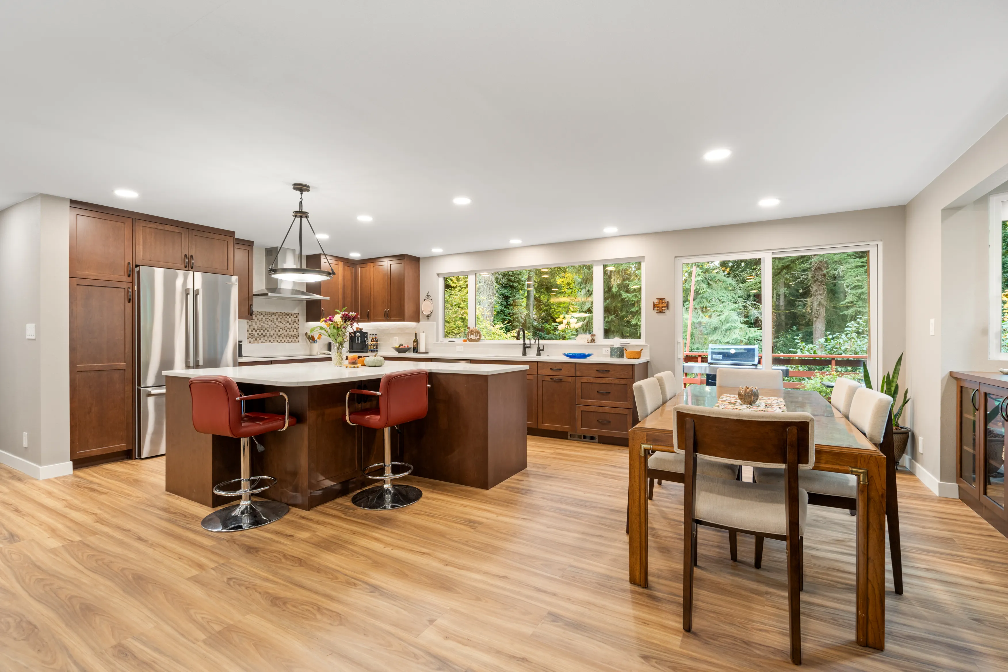 Bellevue open-concept kitchen renovation with island and expanded dining area