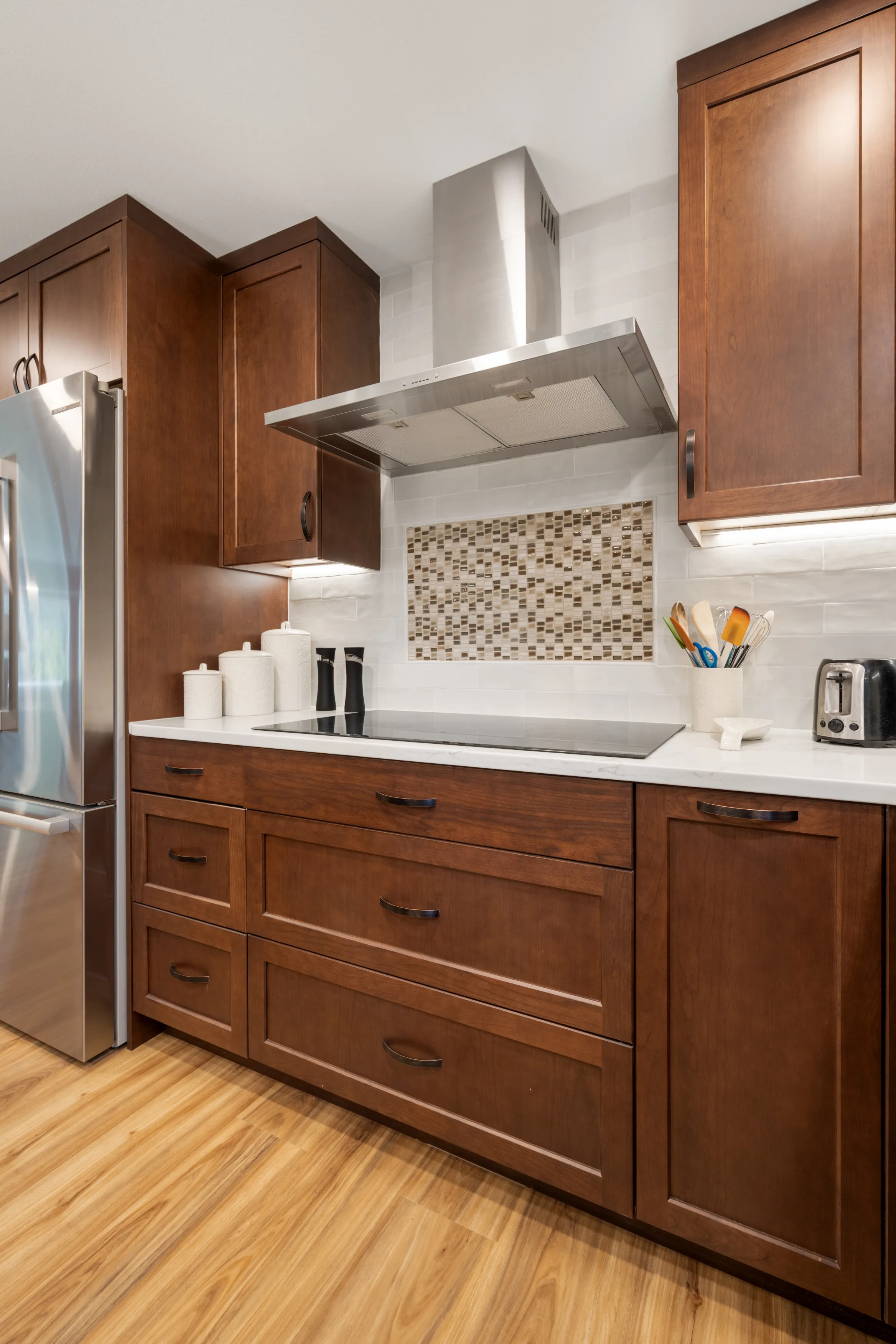 Bellevue kitchen remodel after wall removal with island and open dining layout