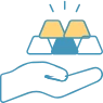 Hand holding gold bar icon representing gold loan