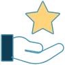 Hand holding stars icon symbolizing expertise and experience