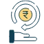 Clock and rupee symbol icon representing repayment
