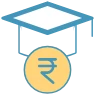 Graduation cap with rupee symbol icon