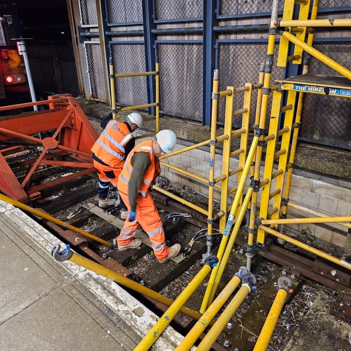 Operatives working on the rail tracks