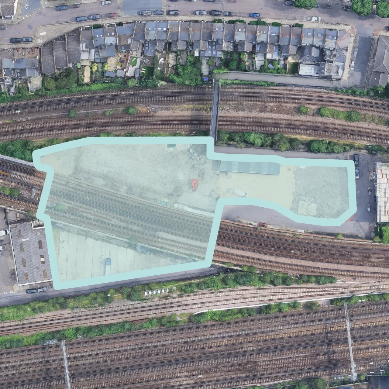 Aerial view of the Battersea yards