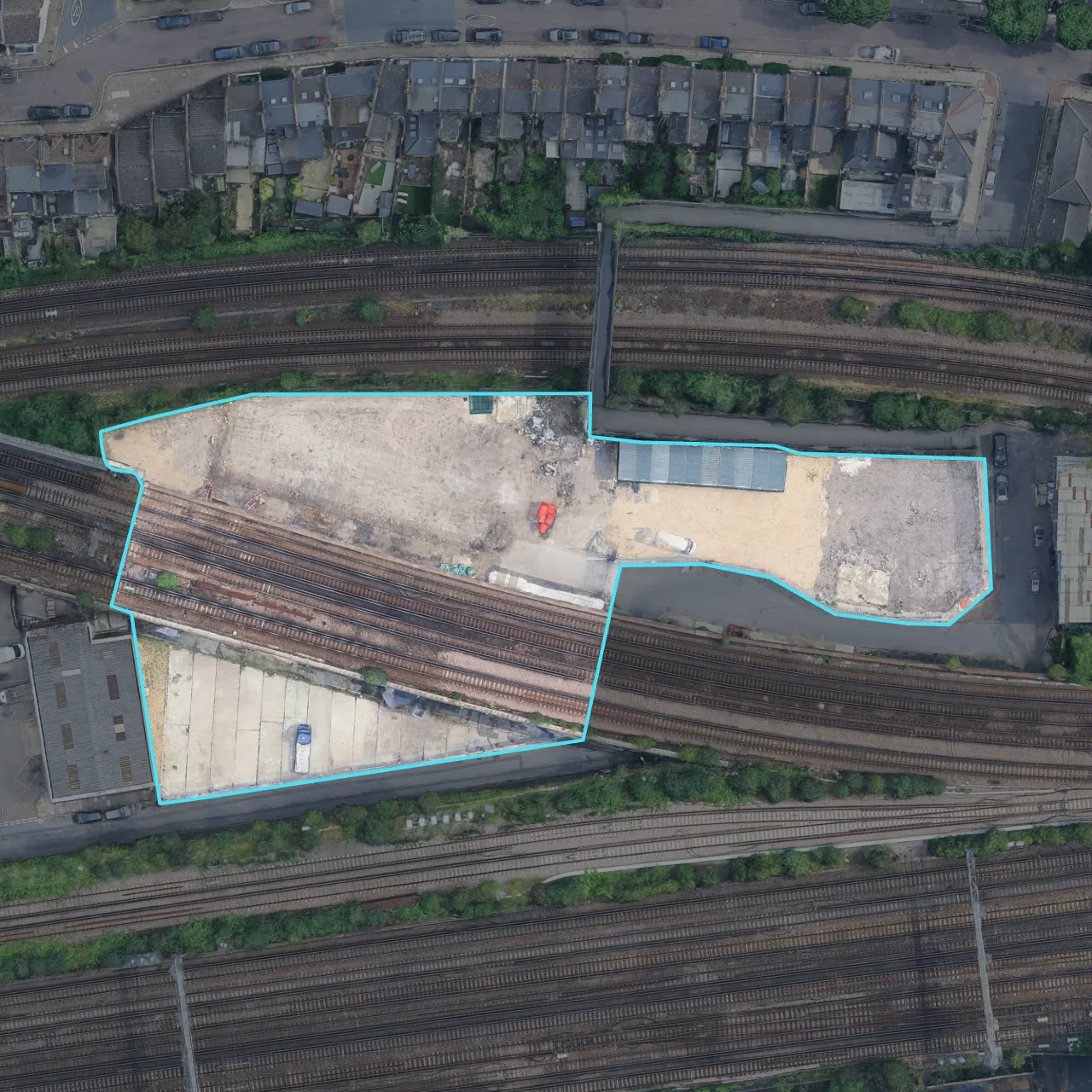 Aerial view of the Battersea yards