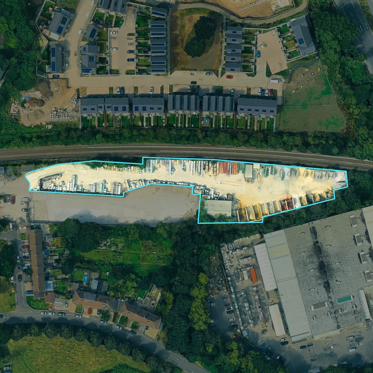 Aerial view of the Bristol North yards at Henbury