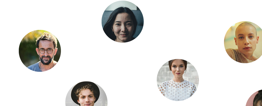 Collage of diverse people representing ShyftOff’s global talent network