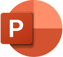Microsoft PowerPoint logo featuring a stylized letter P on an orange background with a segmented circular chart.